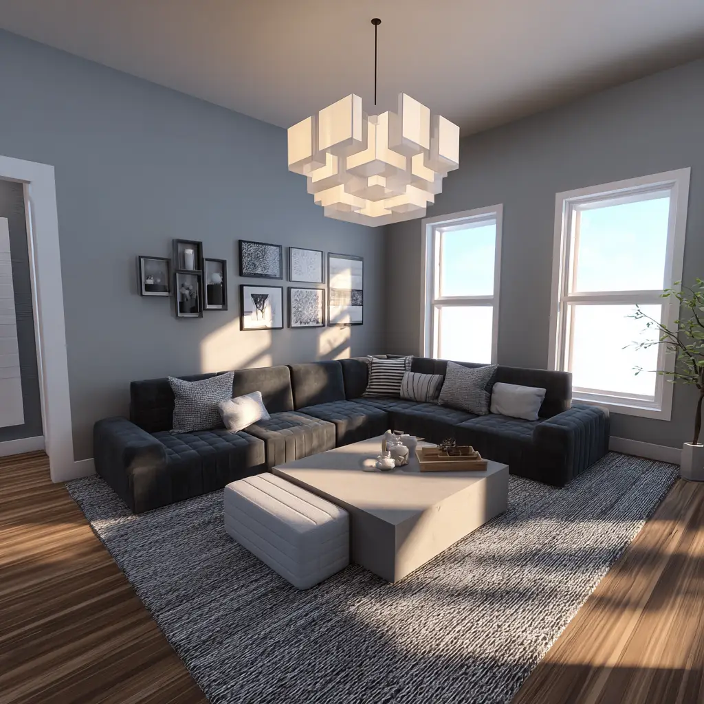 Modern Black and Grey Living Room