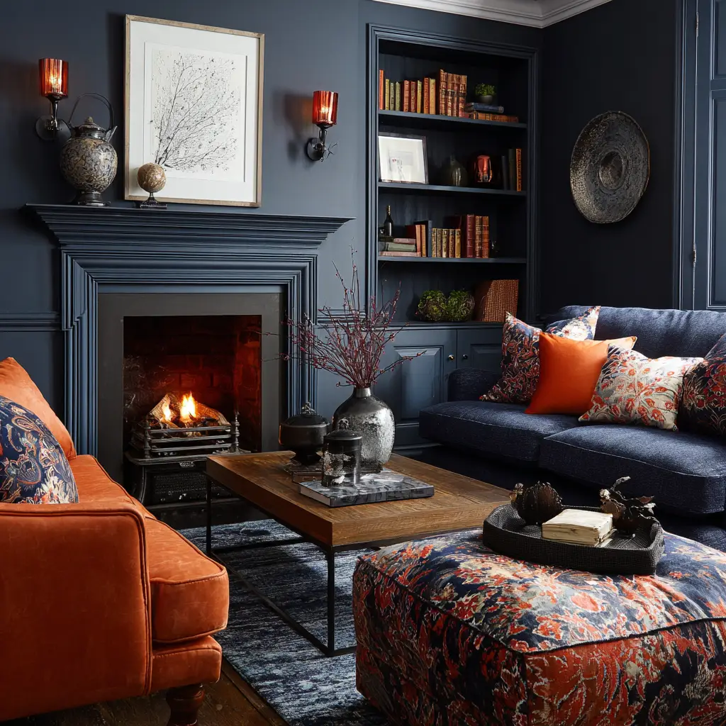  Navy Blue and Burnt Orange