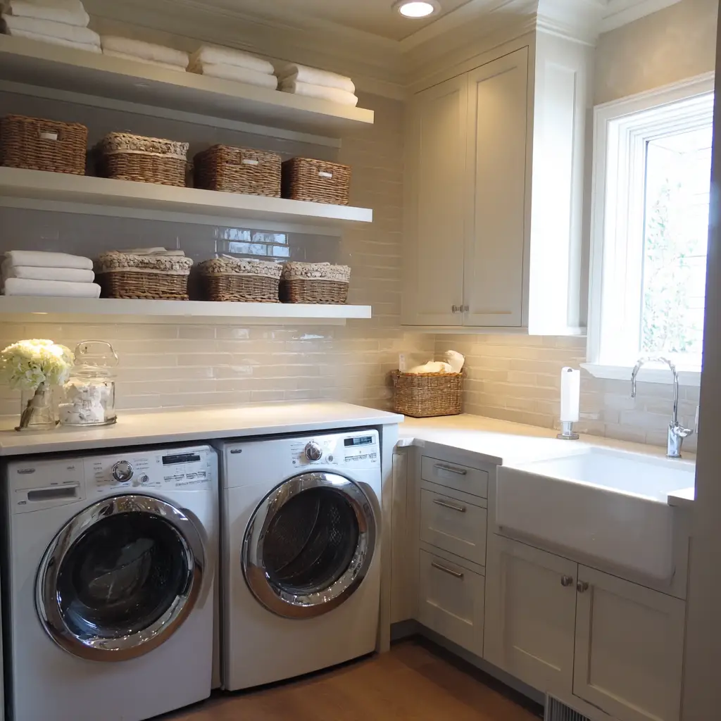 Open Shelving with Cabinets Below