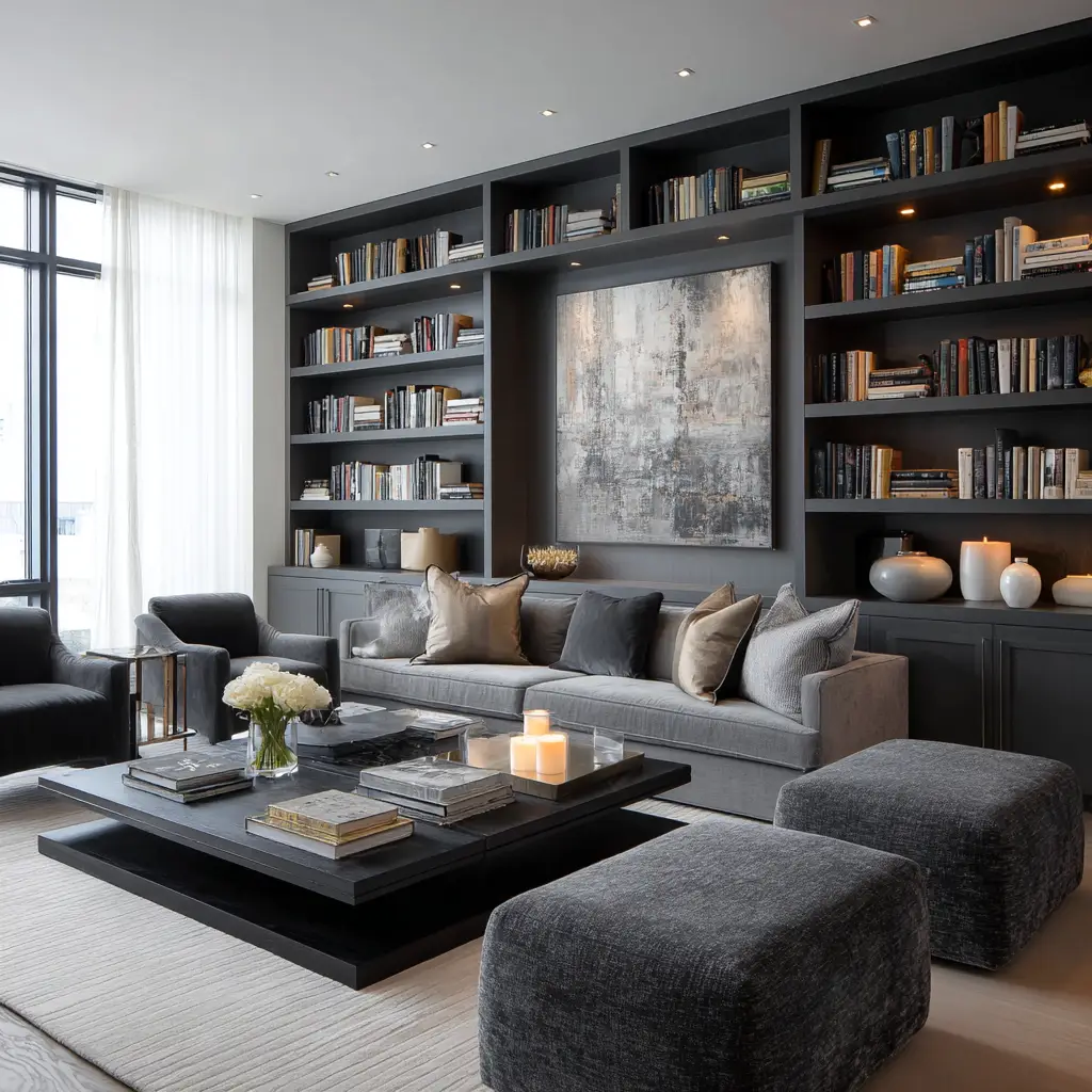 Opt for Grey Built-Ins or Shelving