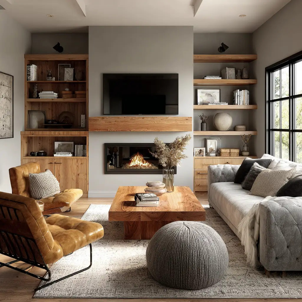 Pair Grey with Warm Wood Tones