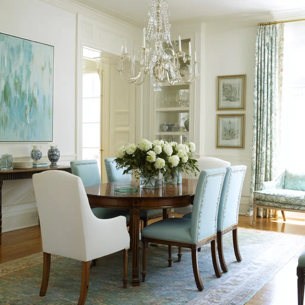 Pale Blue and White
