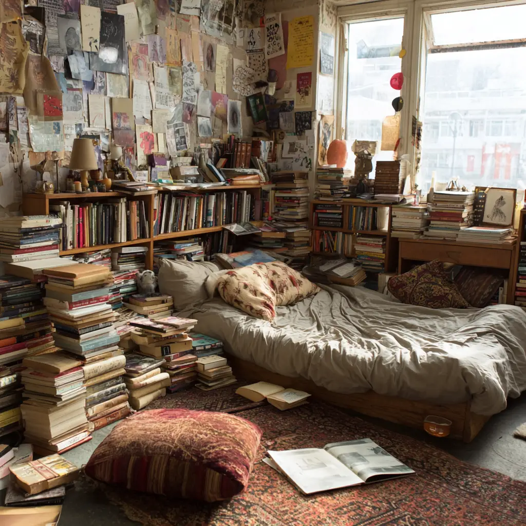 Piles of Books and Zines