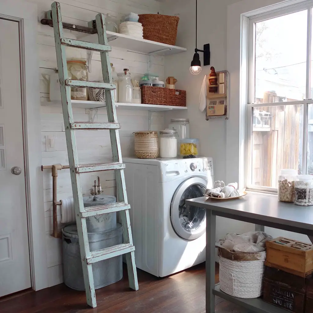 Repurpose an Old Ladder as a Drying Rack