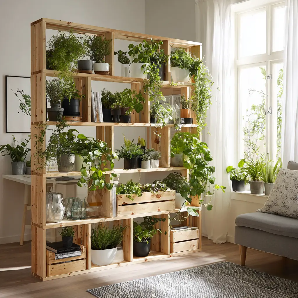 Room Divider with Plants