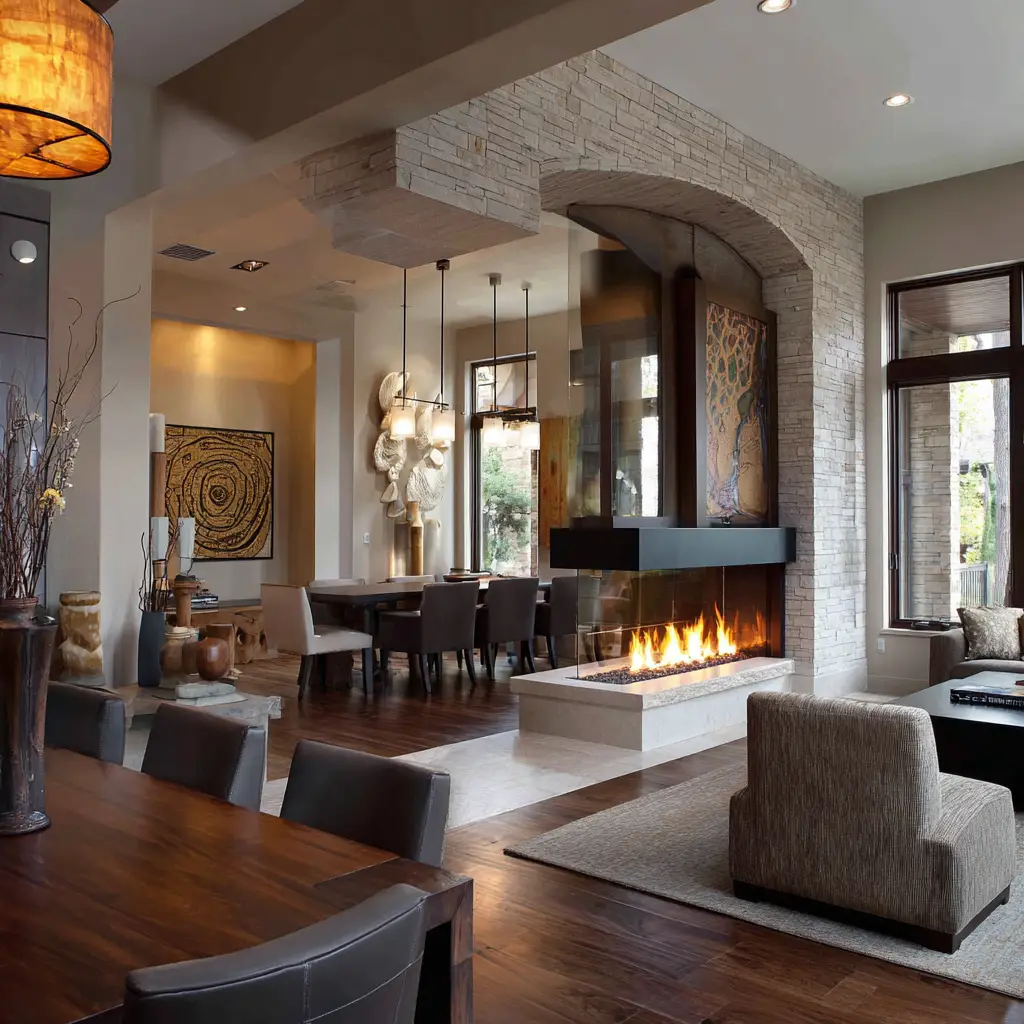 Rustic Wood-Burning Fireplace