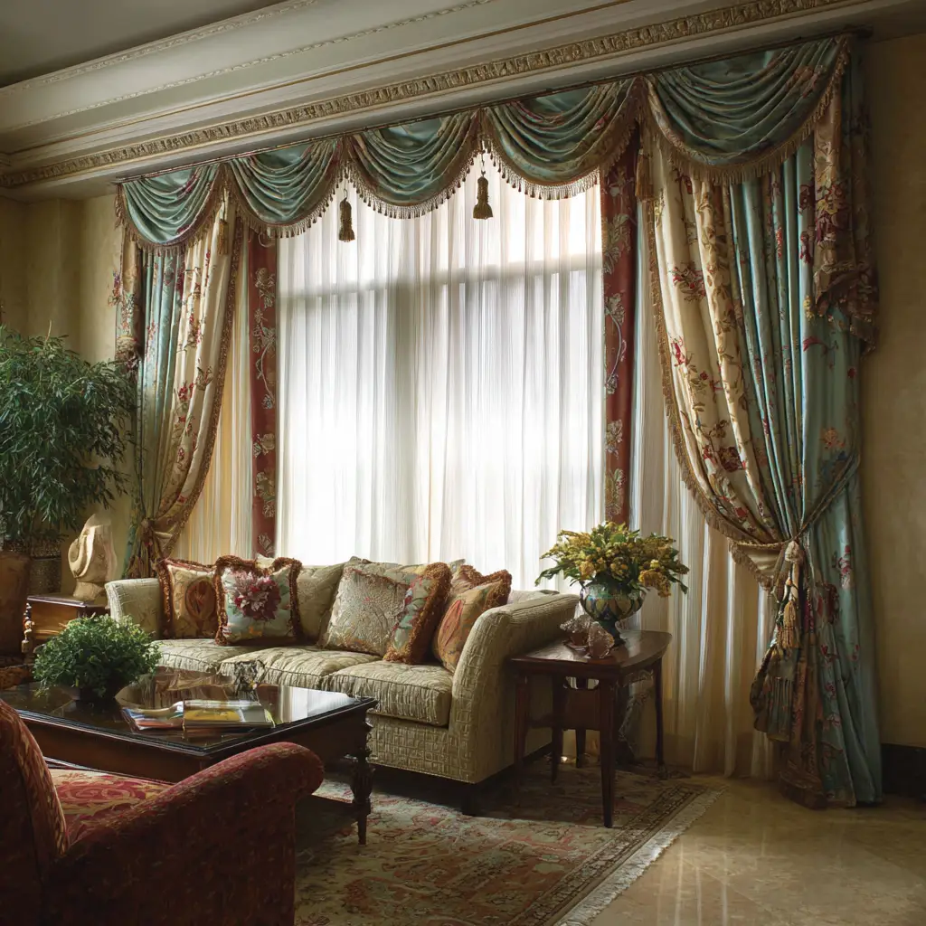Silk Curtains with Tiebacks