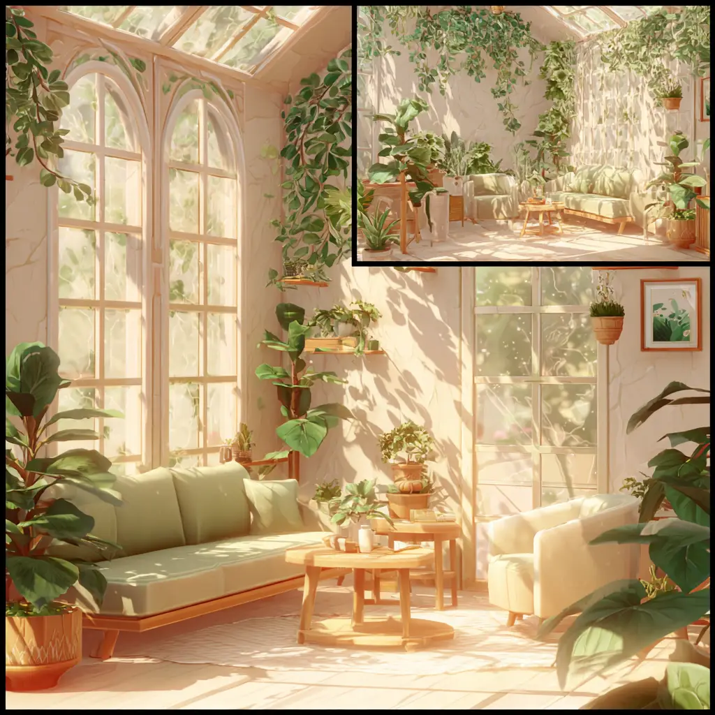 Soft Green Nature Room