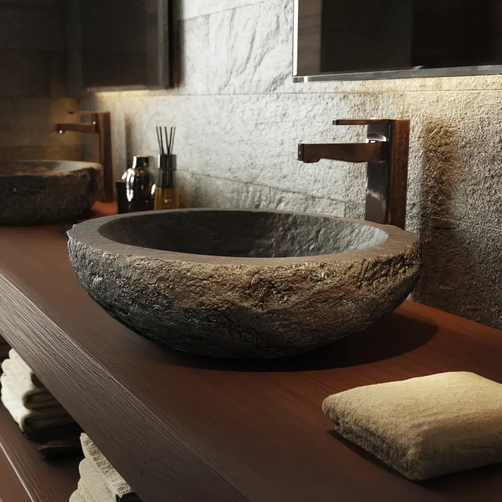 Stone Basin with Textured Finish