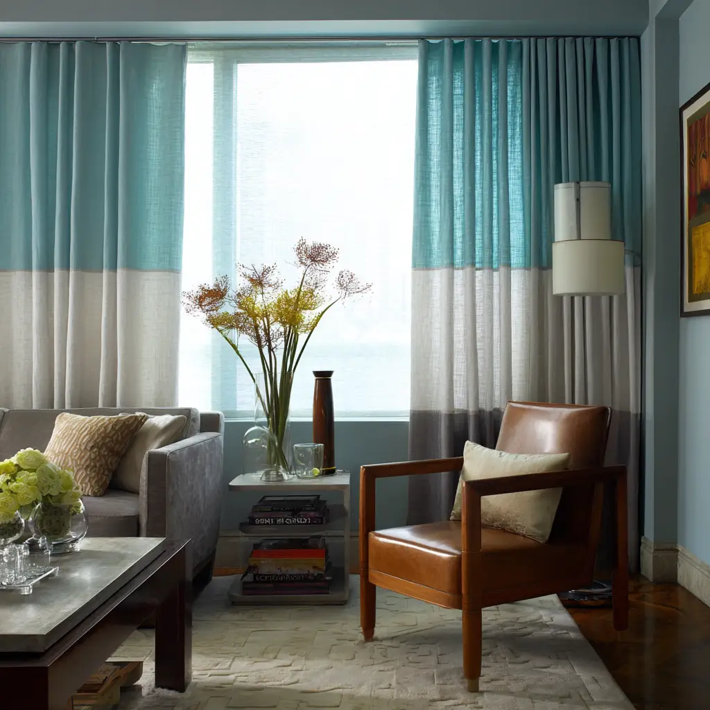 Two-Tone Color Block Curtains