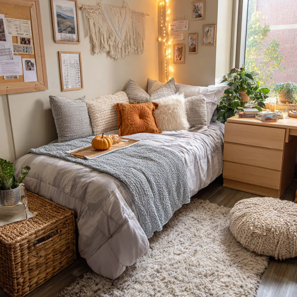 Use a Cozy Throw Blanket and Pillows