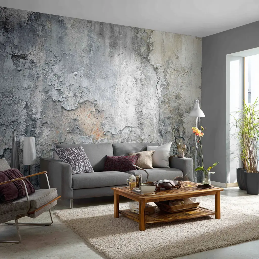 Use a Statement Grey Wall Mural