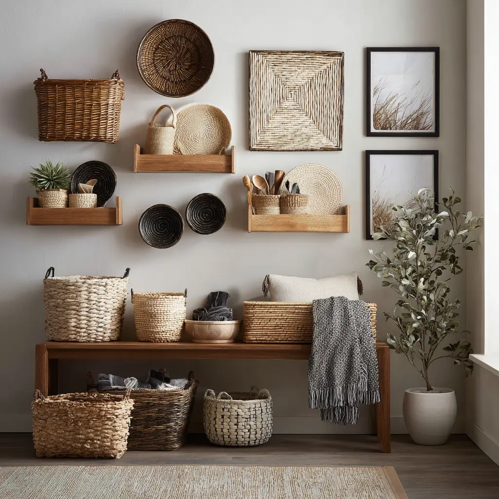 Wall Baskets and Woven Trays