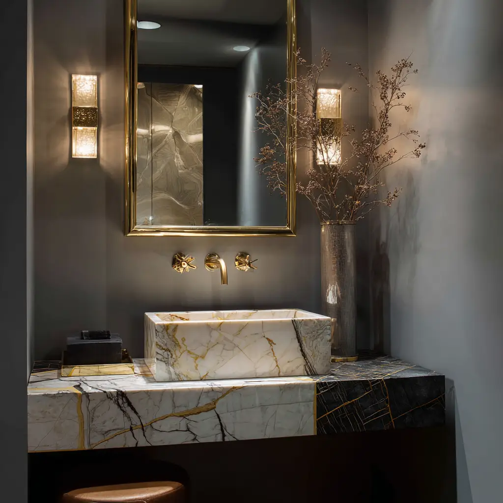 Wall-Mounted Basin with Mirror