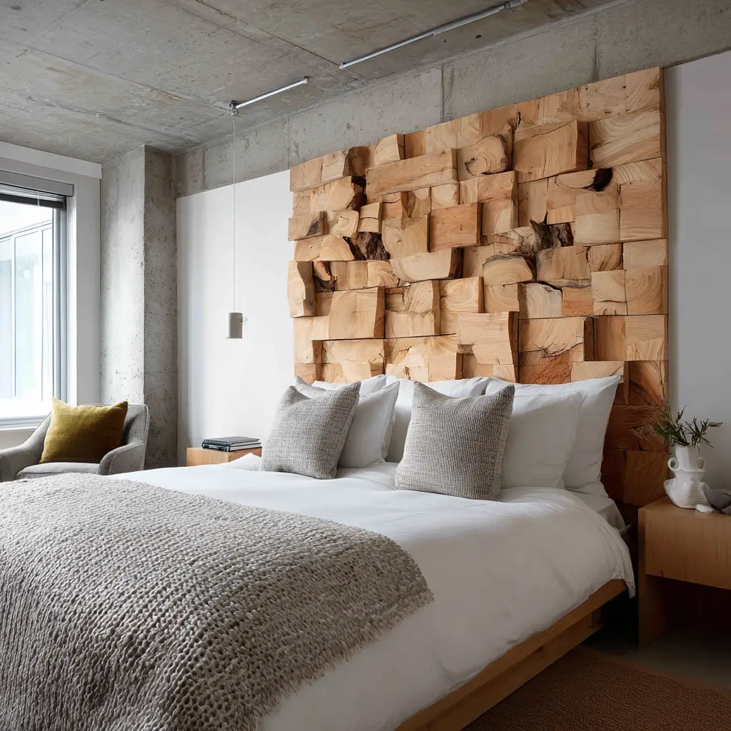 Wall-Mounted Wood Headboard