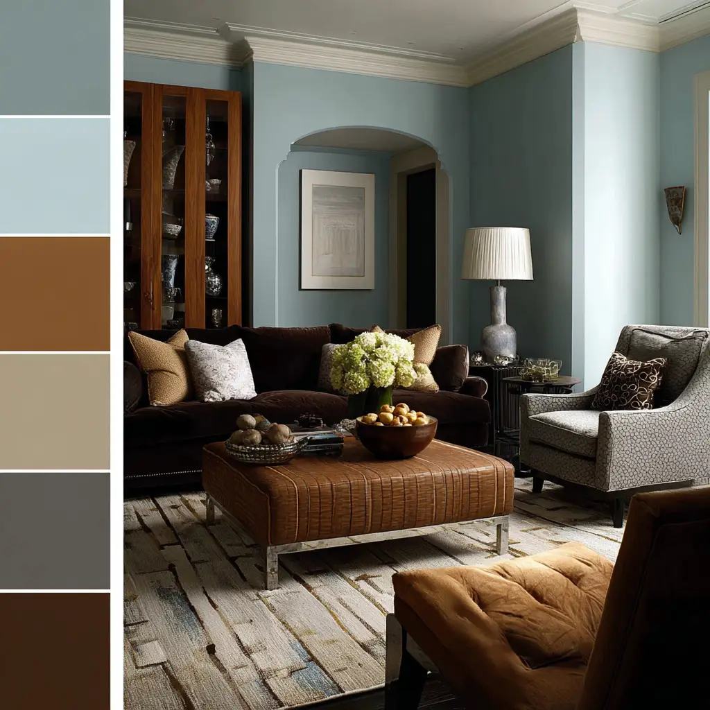 Warm Brown and Soft Blue