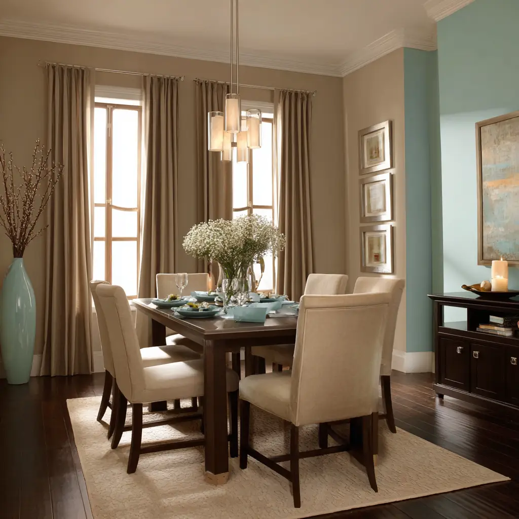 Warm Taupe and Sky Blue