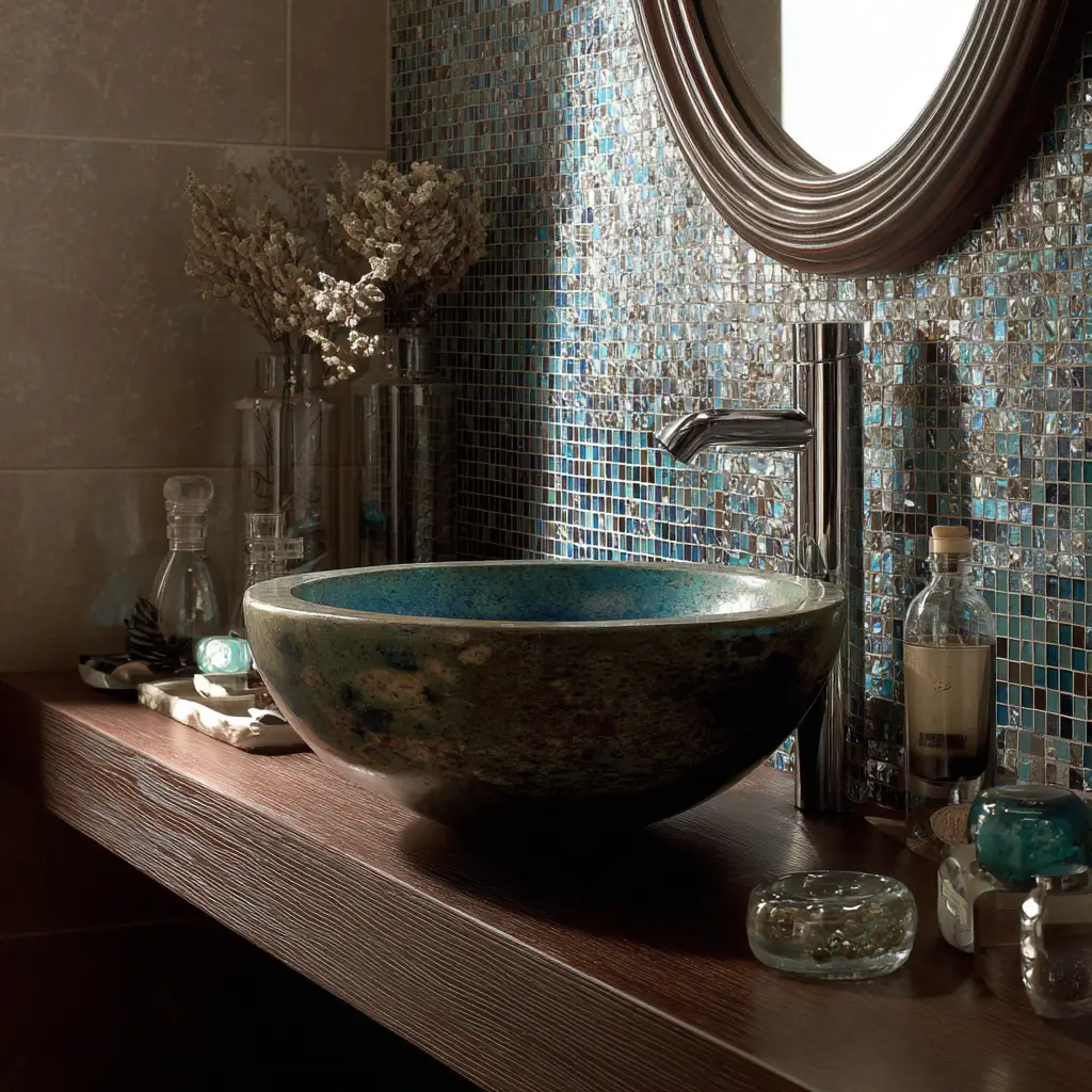 Wash Basin with Mosaic Backsplash