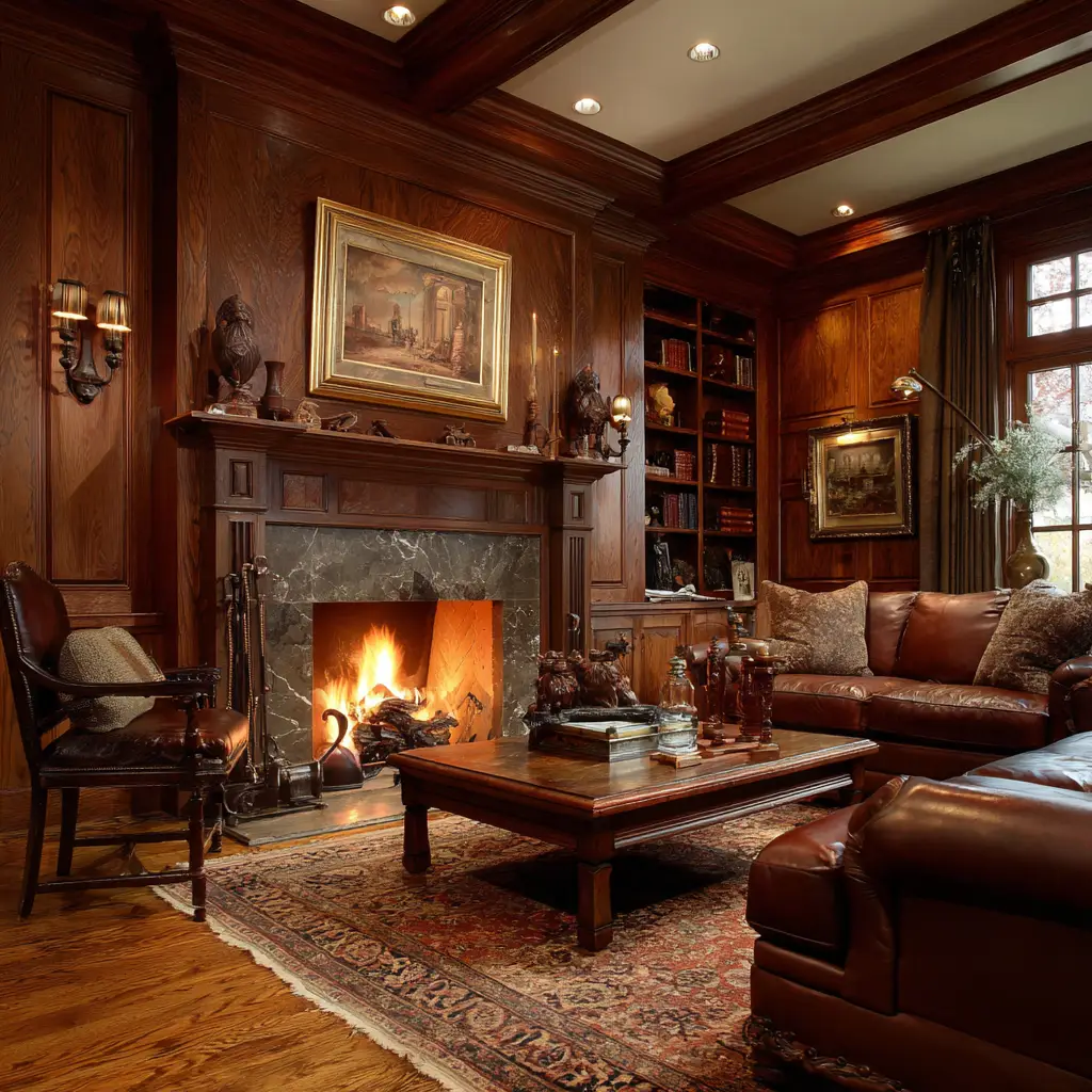 Wood Paneling Around Fireplace