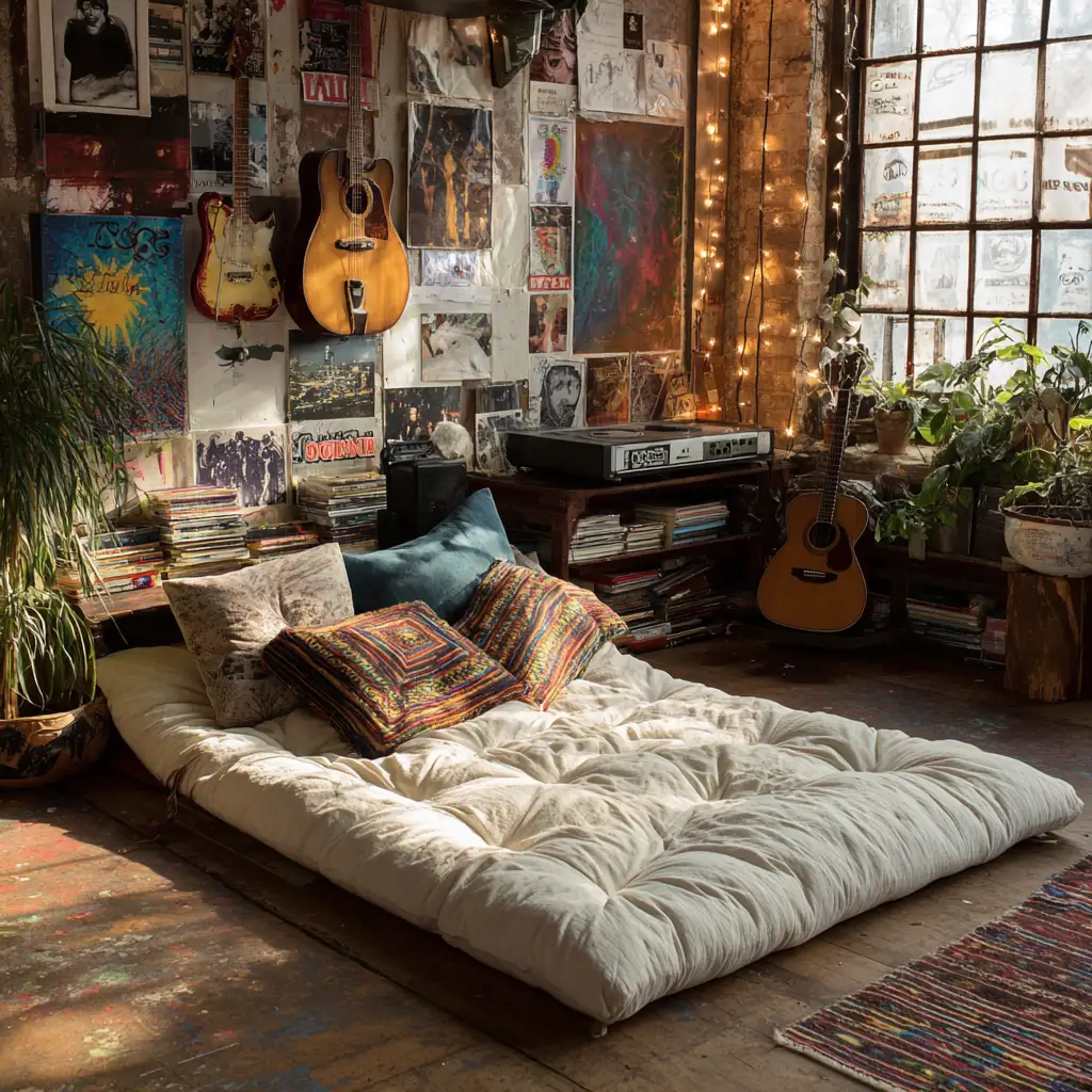 A Floor Mattress or Low Bed Setup