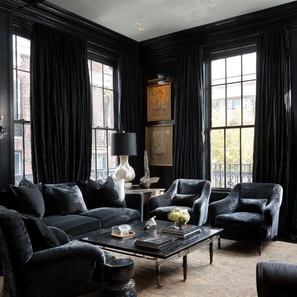 Add Texture with Velvet Black Curtains