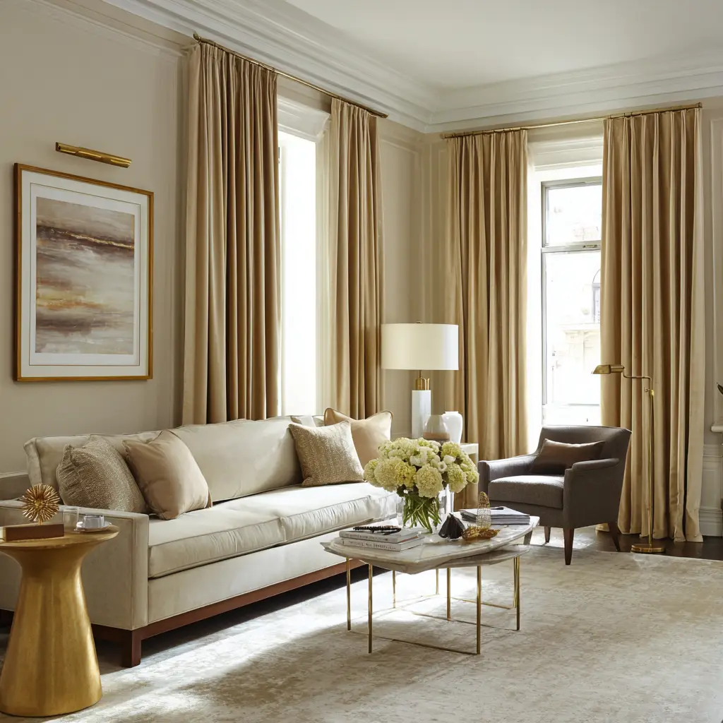 Beige Velvet Drapes