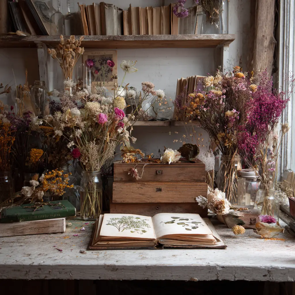 Botanical Prints and Dried Flowers