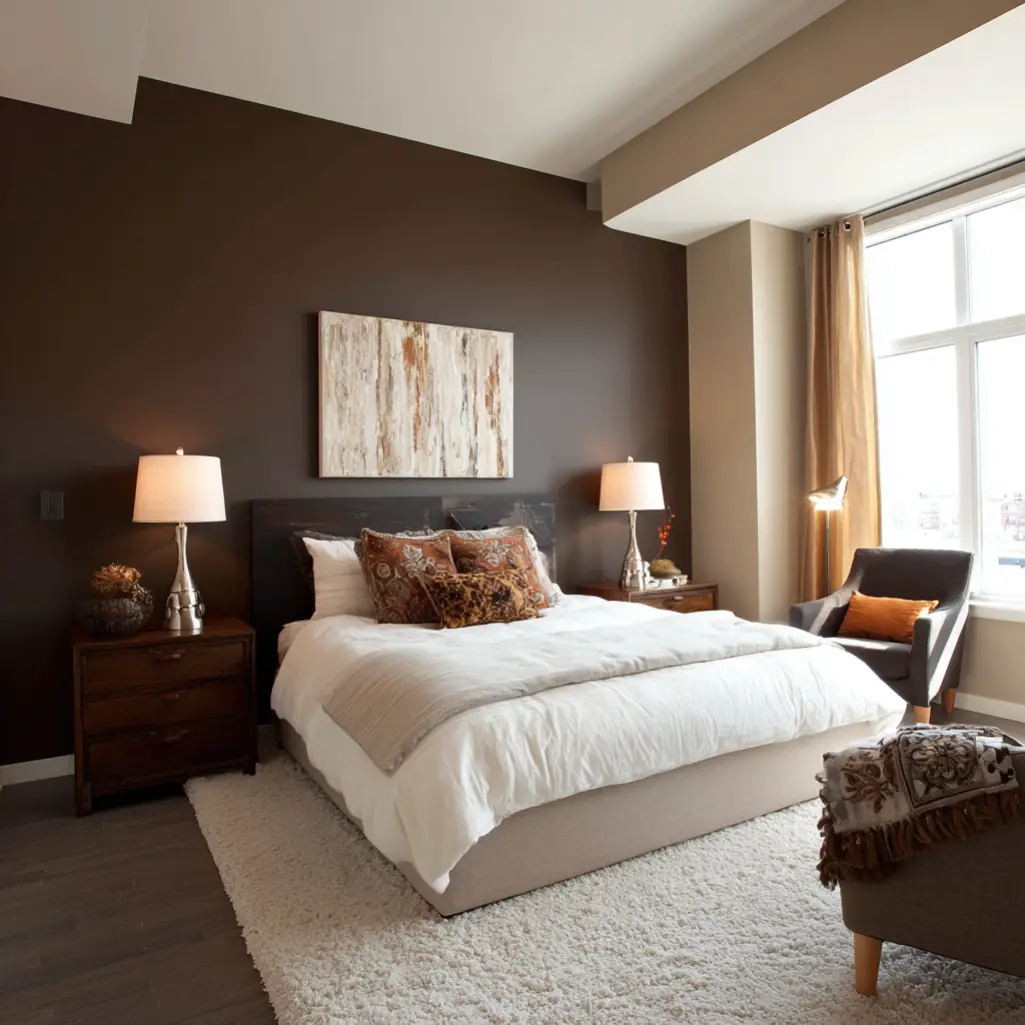 Brown Accent Wall for Depth