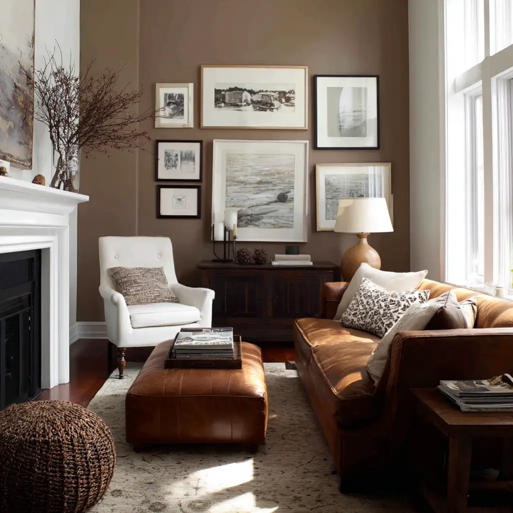 Brown and White Contrast Living Room