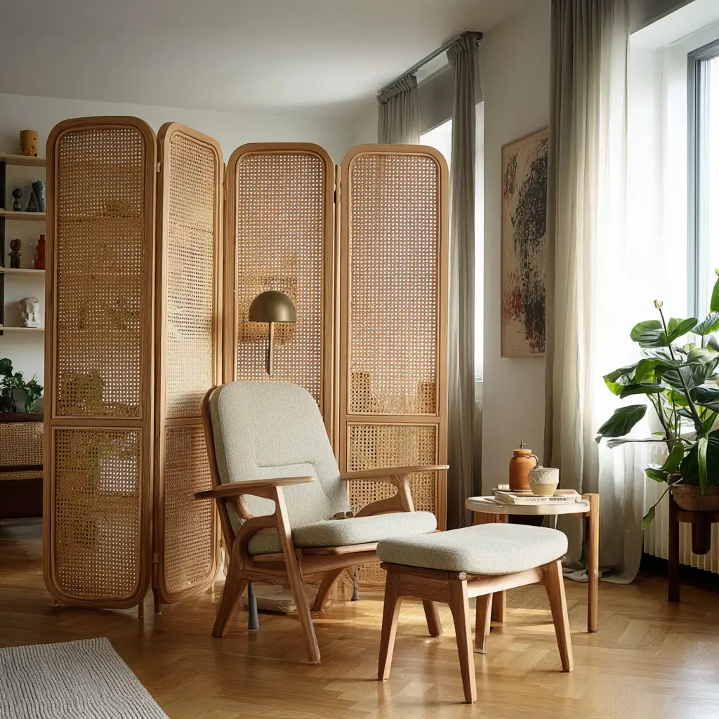 Cane and Wood Screen
