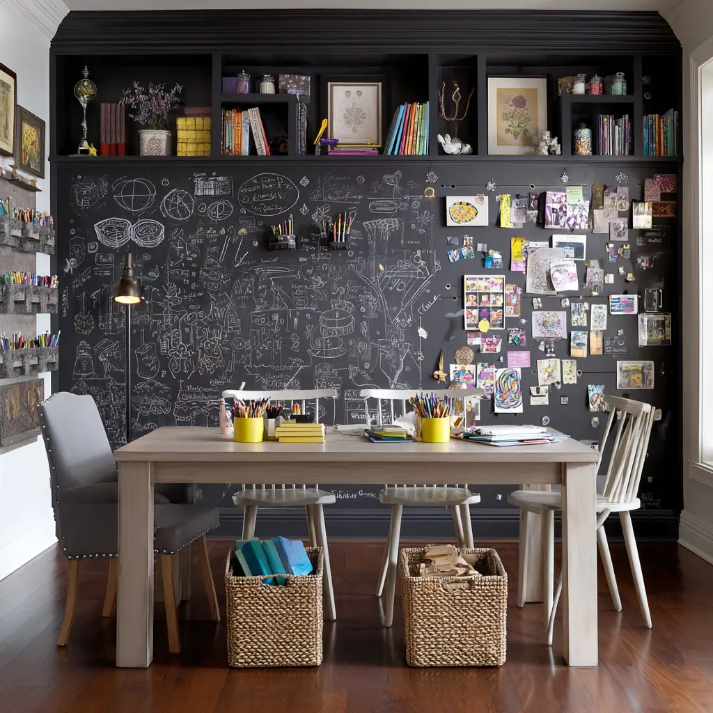 Chalkboard or Pegboard Wall
