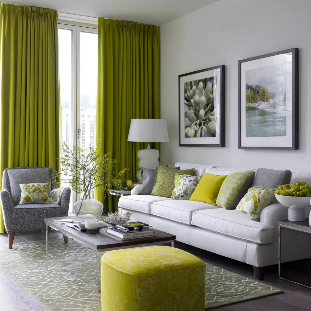 Chartreuse Curtains for a Bold Pop