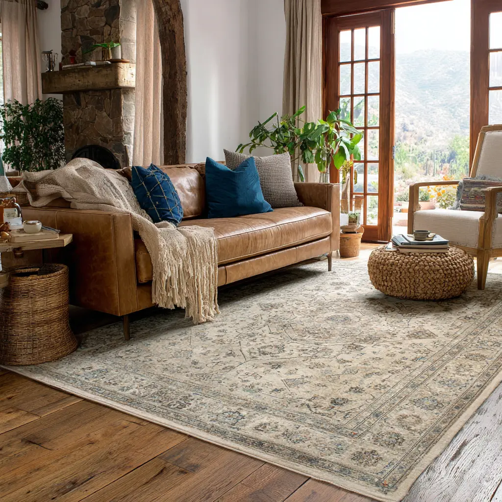 Cream and Beige Oriental Rug