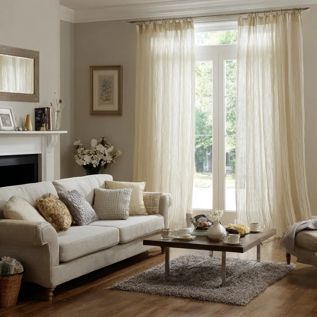 Crushed Voile Beige Curtains