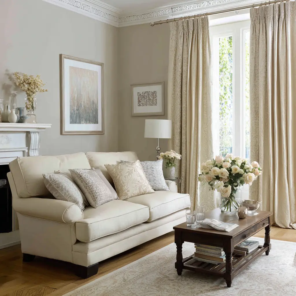 Custom Tailored Beige Curtains