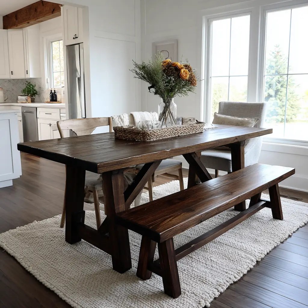Dark Stained Farmhouse Table
