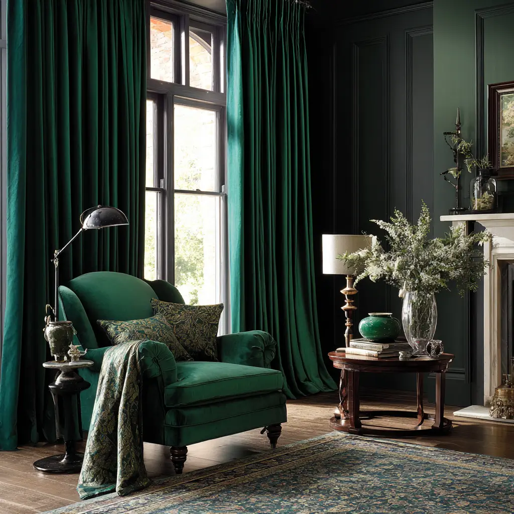 Deep Emerald Velvet Panels