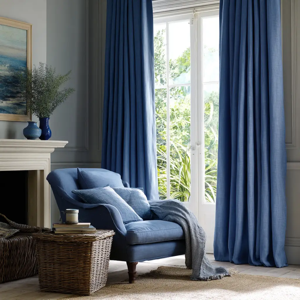 Denim Blue Cotton Curtains