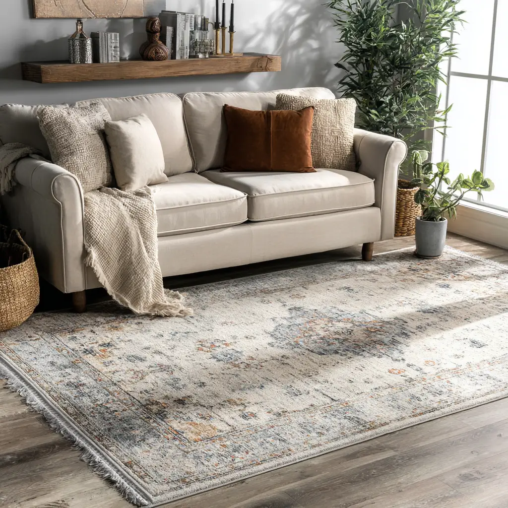 Distressed Vintage Pattern Rug