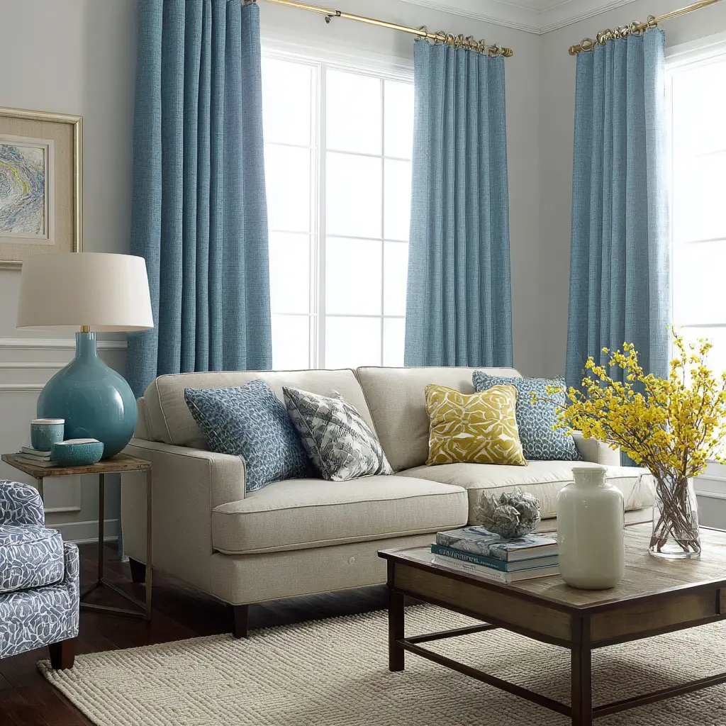 Dusty Blue Rod Pocket Drapes