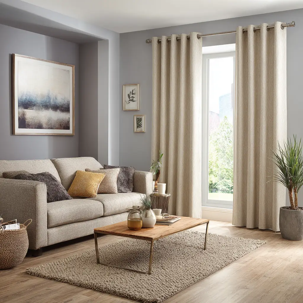 Eyelet Beige Curtains