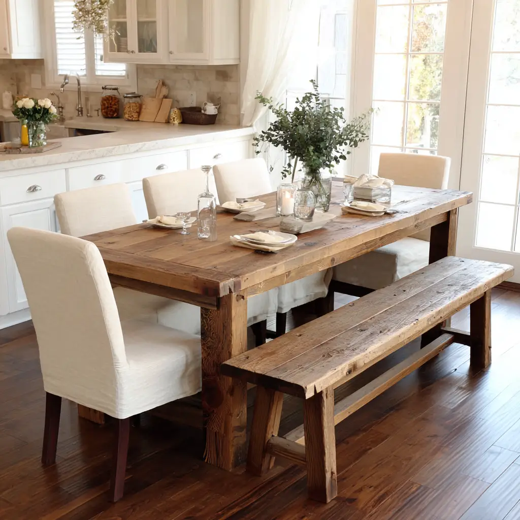 Farmhouse Table with Bench Seating