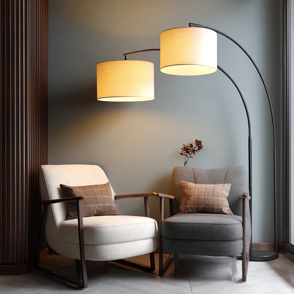 Floor lamps with fabric shades