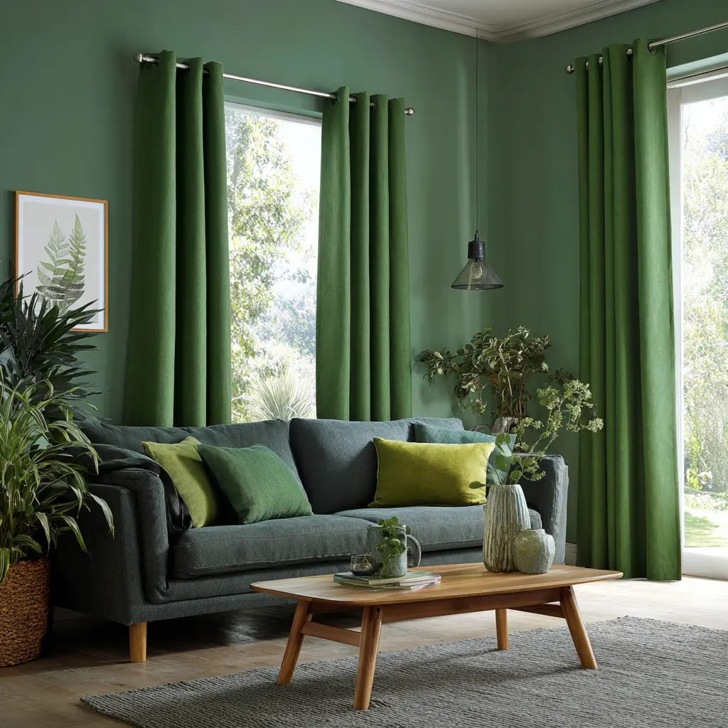 Forest Green Cotton Curtains