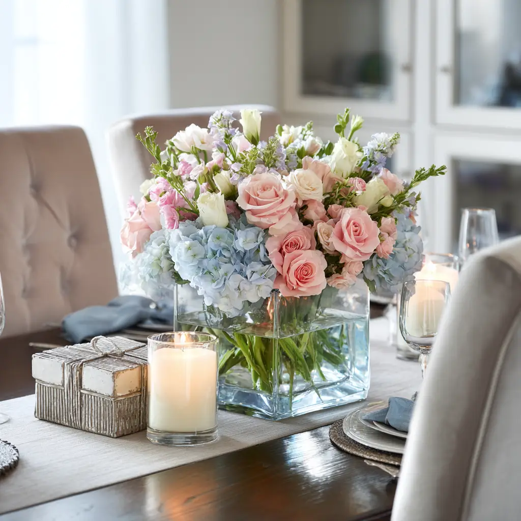 Fresh Flowers in a Glass Vase