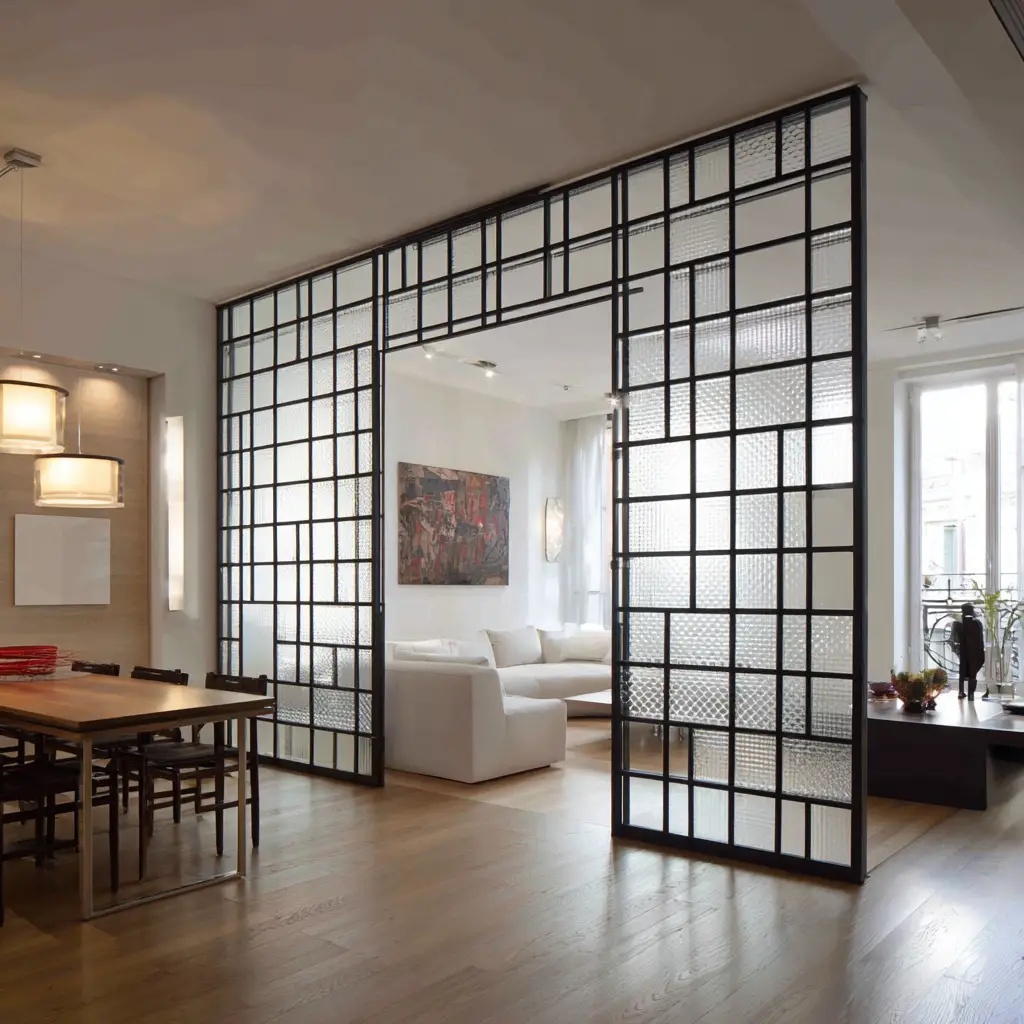 Glass with Black Grid Frame
