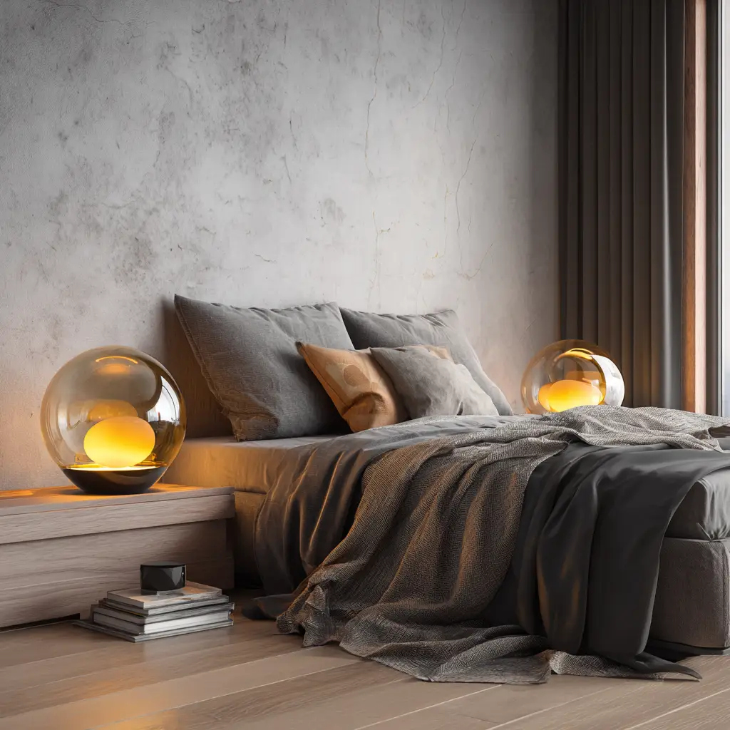 Globe lamps with warm glass tones