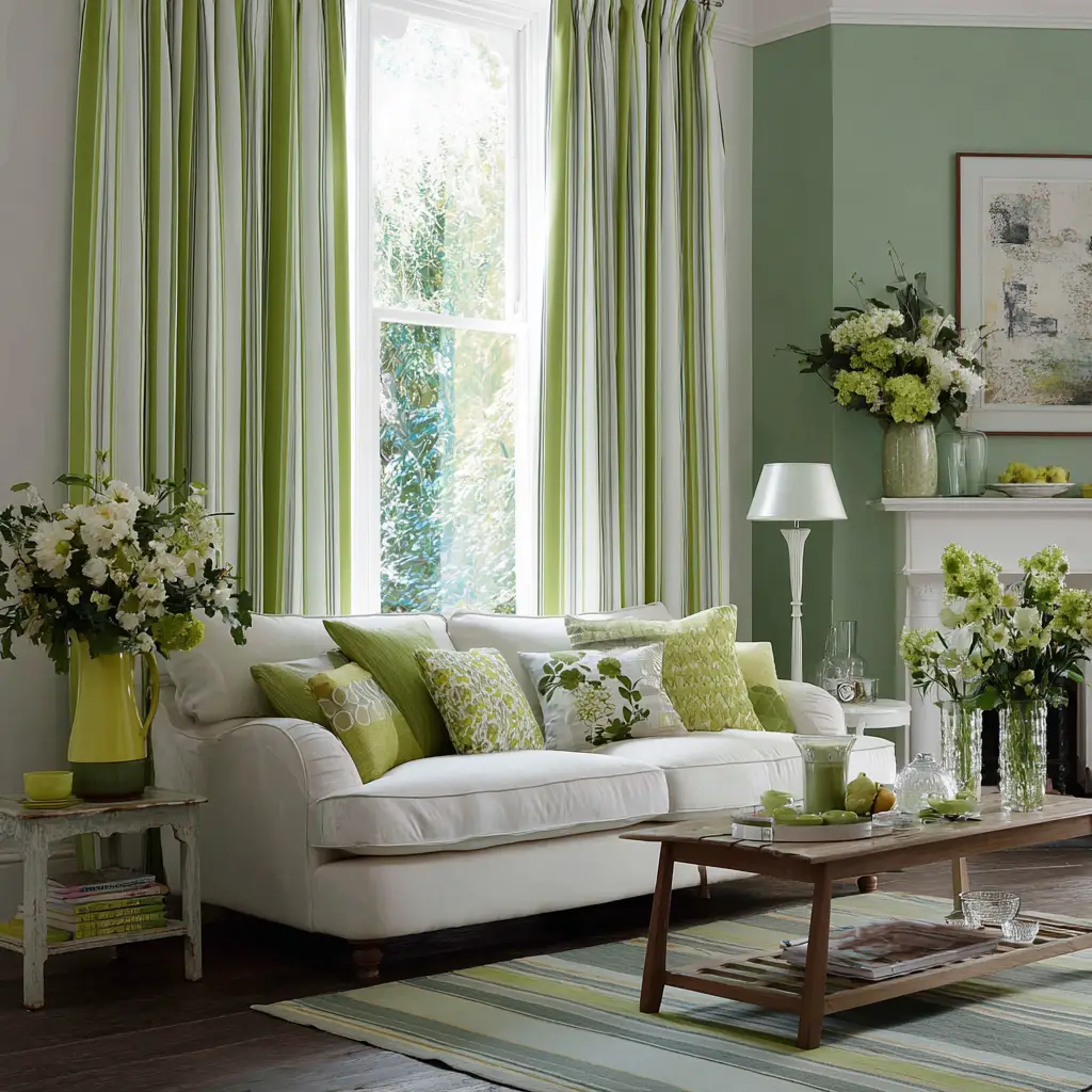 Green Striped Curtains