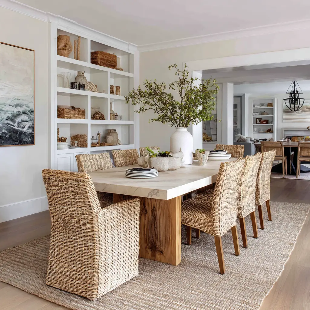 Incorporate Rattan or Woven Chairs