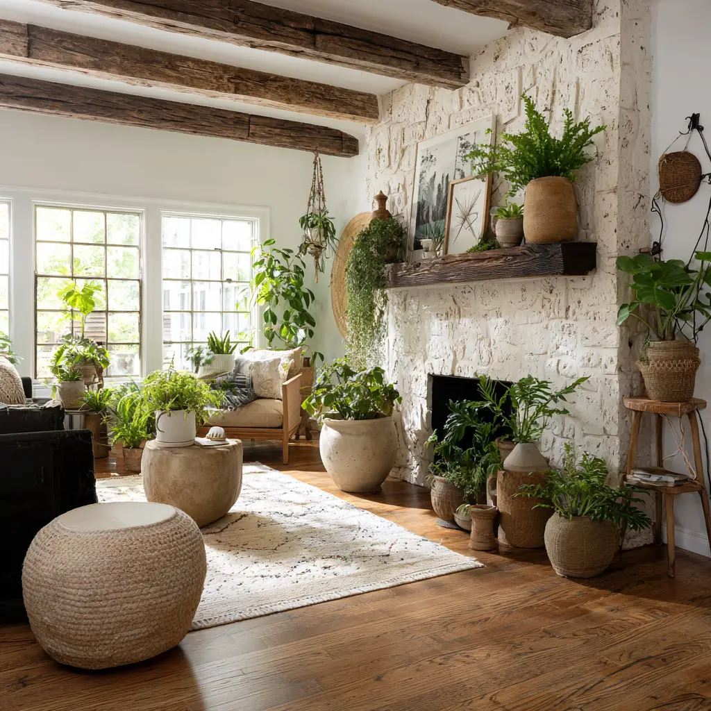 Indoor Plants with Rustic Pots